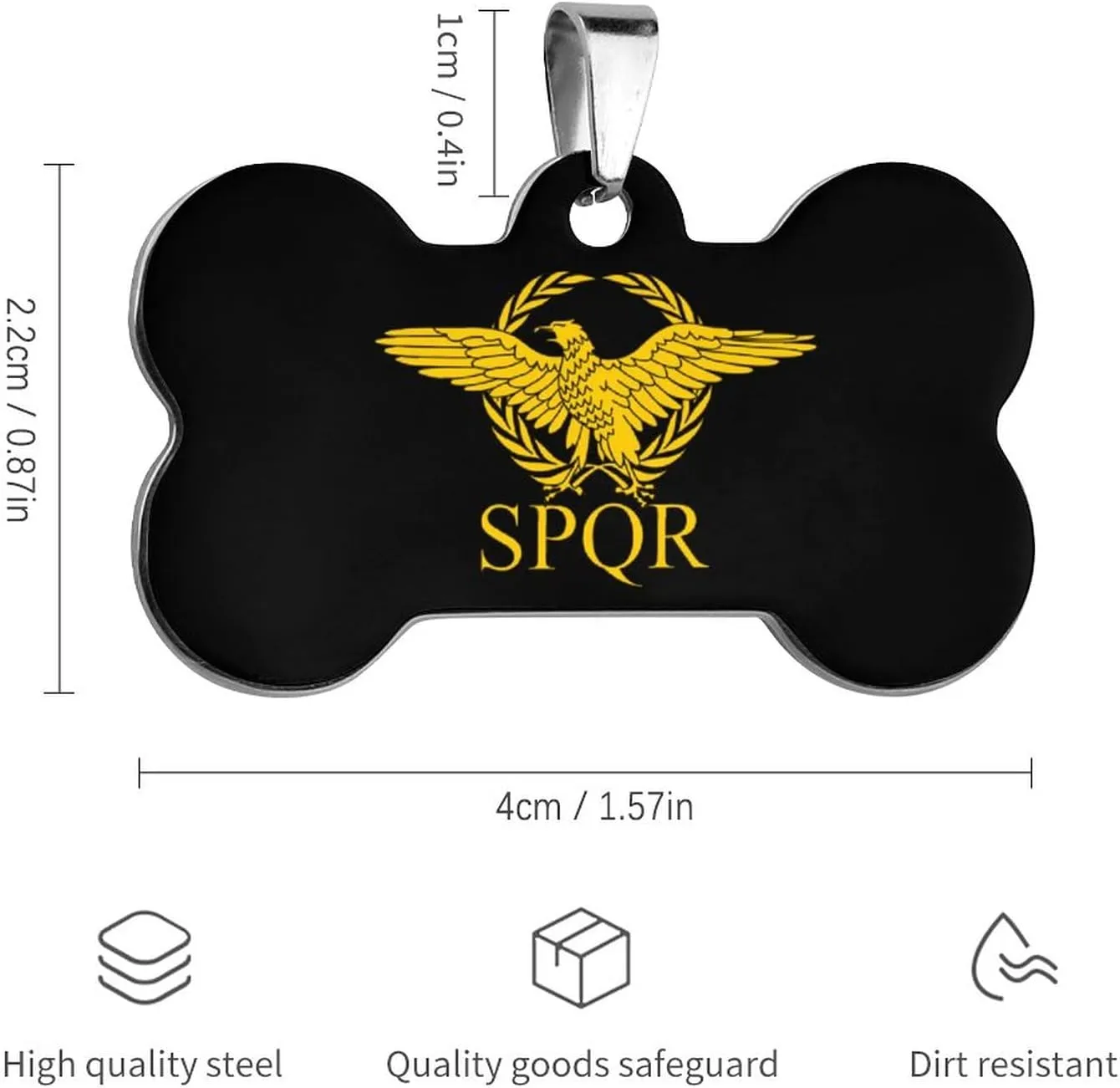 Roman Empire Senate SPQR Flag Stainless Steel Pet ID Tags Personalized Dog and Cat Tags Cute Collar Tags Bone Shape