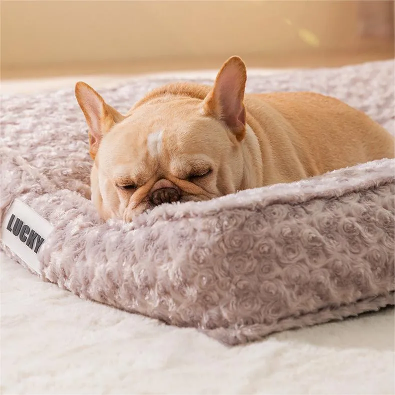 Rose Velvet Dog Thick Mat Bed
