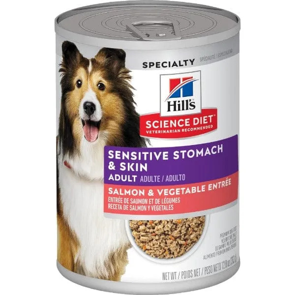 Science Diet Sensitive Stomach & Skin Salmon & Vegetable Entree Adult Canned Dog Food, 12.8oz