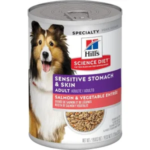 Science Diet Sensitive Stomach & Skin Salmon & Vegetable Entree Adult Canned Dog Food, 12.8oz