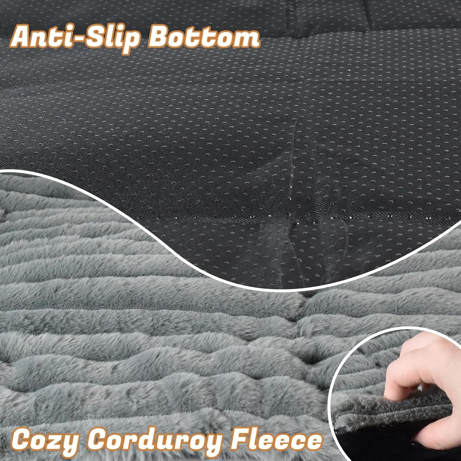 Self Warming Dog Bed, Washable Self Heating Cat Mat Heated Dog Crate Pad, Extra Warm Thermal Pet Pad Blanket for Indoor Outdoor with Soft Corduroy Velvet Cover Non-Slip Bottom (M30''x20'', Grey)