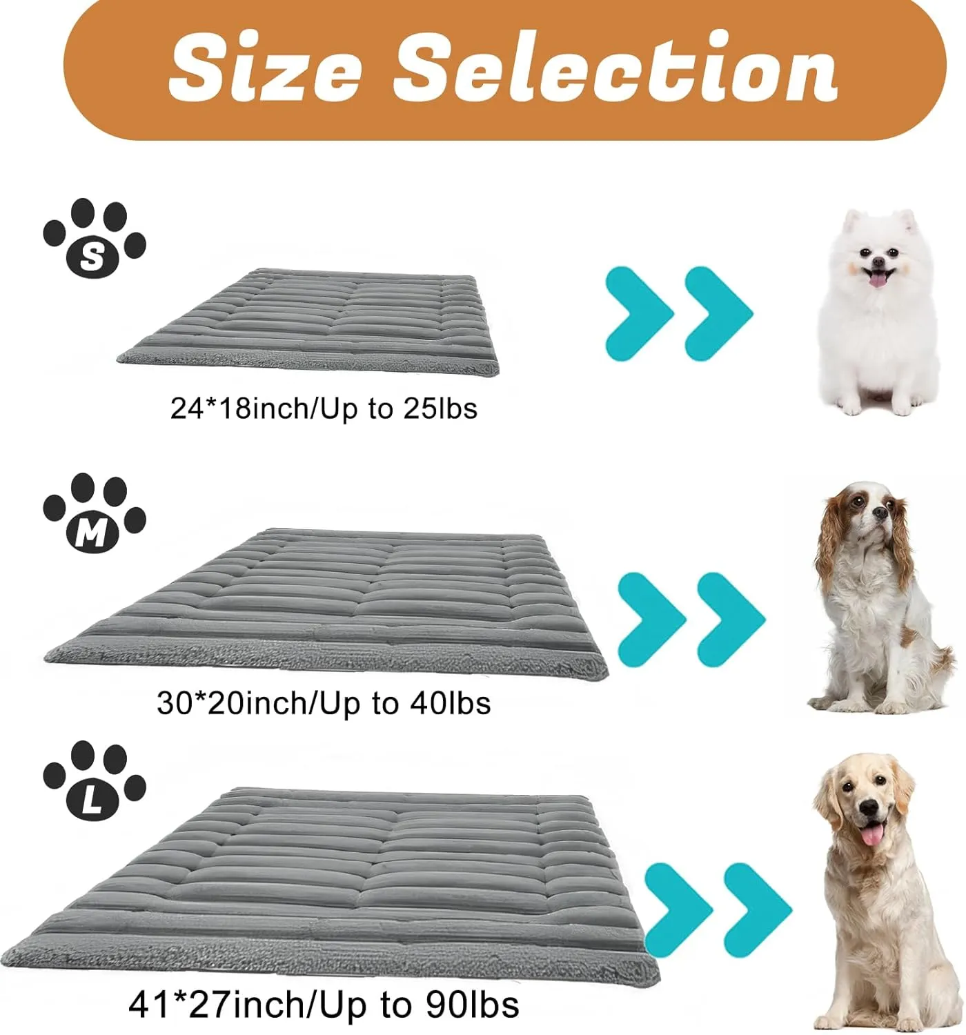 Self Warming Dog Bed, Washable Self Heating Cat Mat Heated Dog Crate Pad, Extra Warm Thermal Pet Pad Blanket for Indoor Outdoor with Soft Corduroy Velvet Cover Non-Slip Bottom (M30''x20'', Grey)