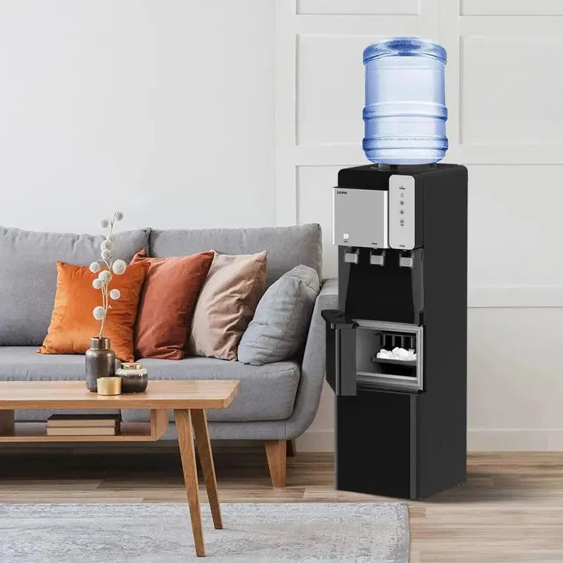 SOOPYK Hot and Cold Water Cooler Dispenser with Ice Maker 5 Gallon Bottle Top Load 27 Lbs per Day