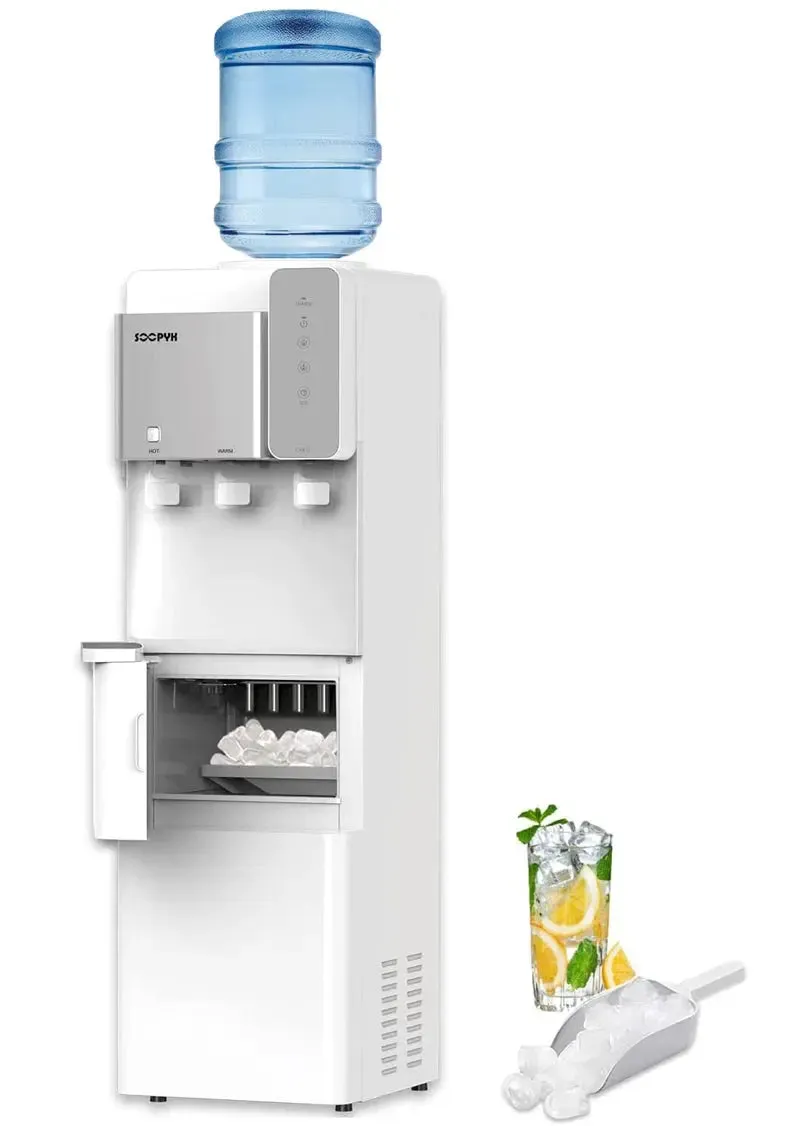 SOOPYK Hot and Cold Water Cooler Dispenser with Ice Maker 5 Gallon Bottle Top Load 27 Lbs per Day