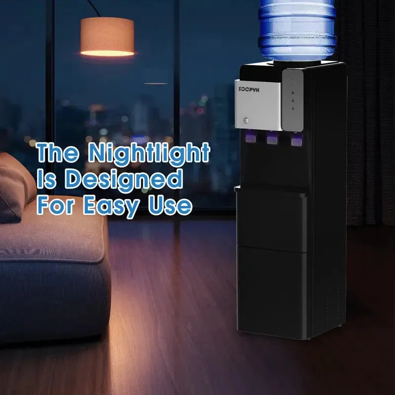 SOOPYK Hot and Cold Water Cooler Dispenser with Ice Maker 5 Gallon Bottle Top Load 27 Lbs per Day