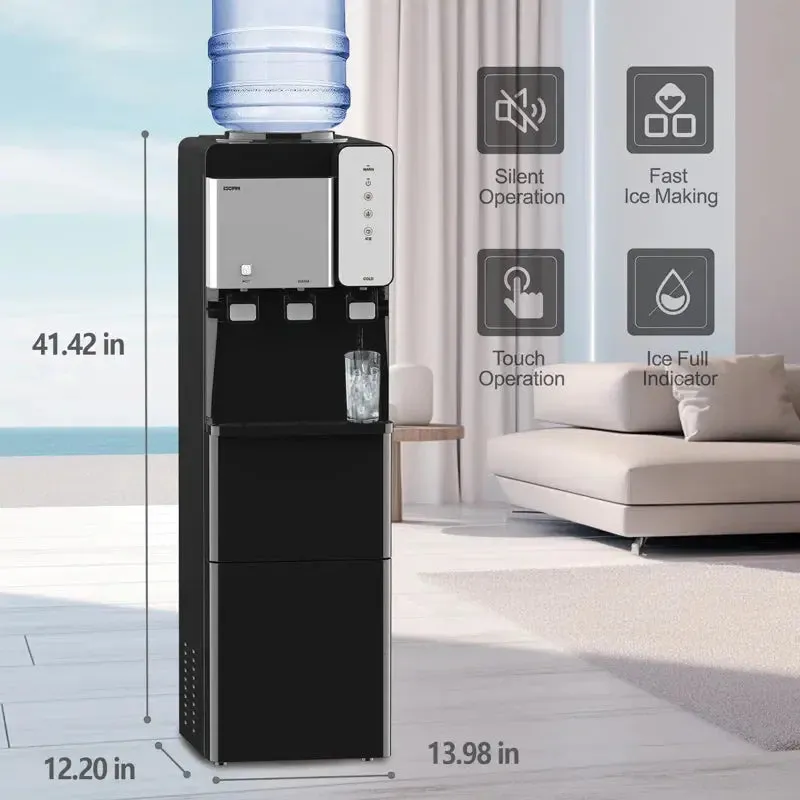 SOOPYK Hot and Cold Water Cooler Dispenser with Ice Maker 5 Gallon Bottle Top Load 27 Lbs per Day