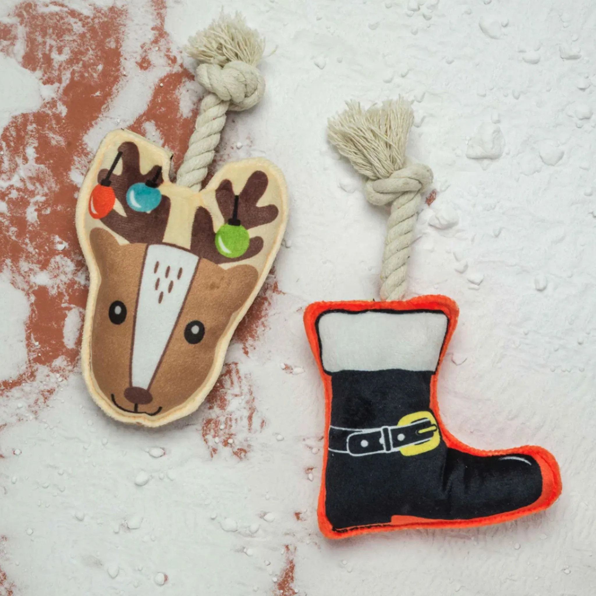 Speckle & Spot Reindeer & Boot Mini Rope Dog Toys