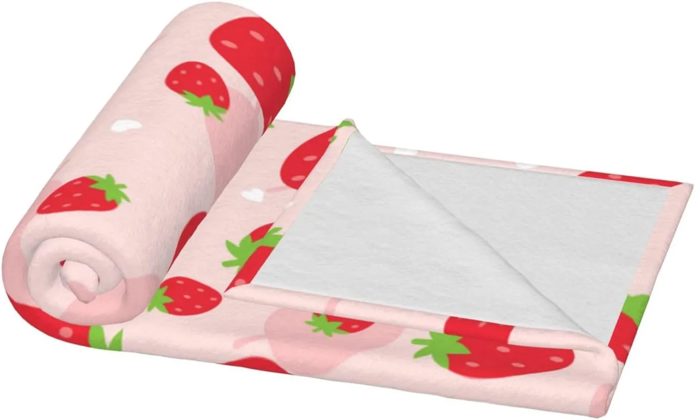 Strawberry Blanket Super Soft Fleece Throw Blanket Warm and Cozy Lightweight Bed Blanket for Couch, Sofa, Camping, and Travel All Season Blankets Gifts 50"x40"