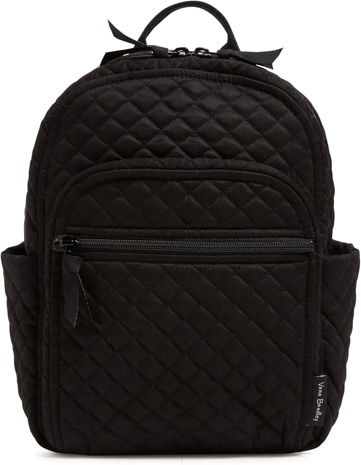 Vera Bradley Women's Cotton Small Backpack, Black - Recycled Cotton, One Size