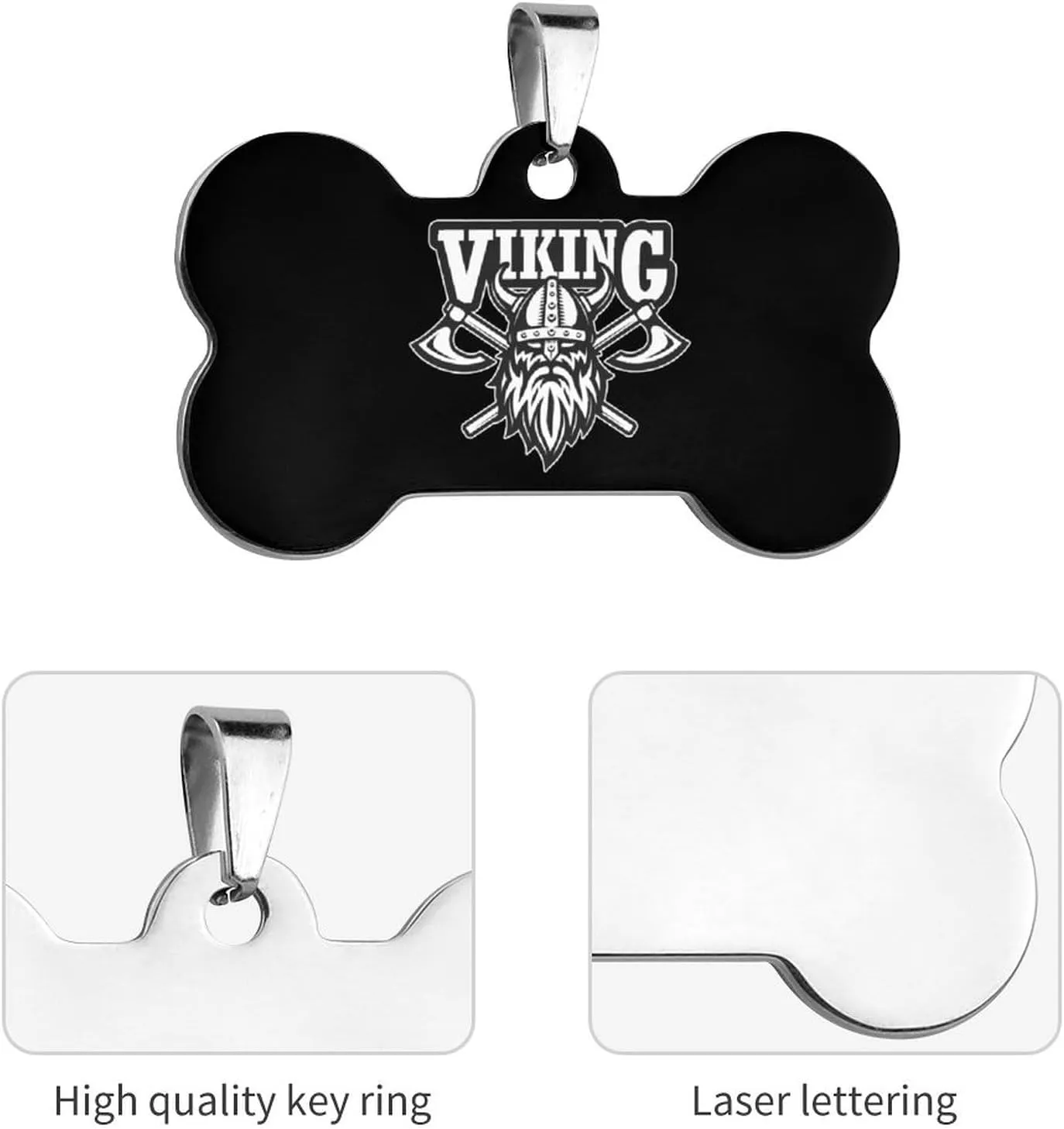 Viking Pirate Pet ID Tags Personalized Stainless Steel Dog and Cat Tags Cute Collar Tag Bone Shape