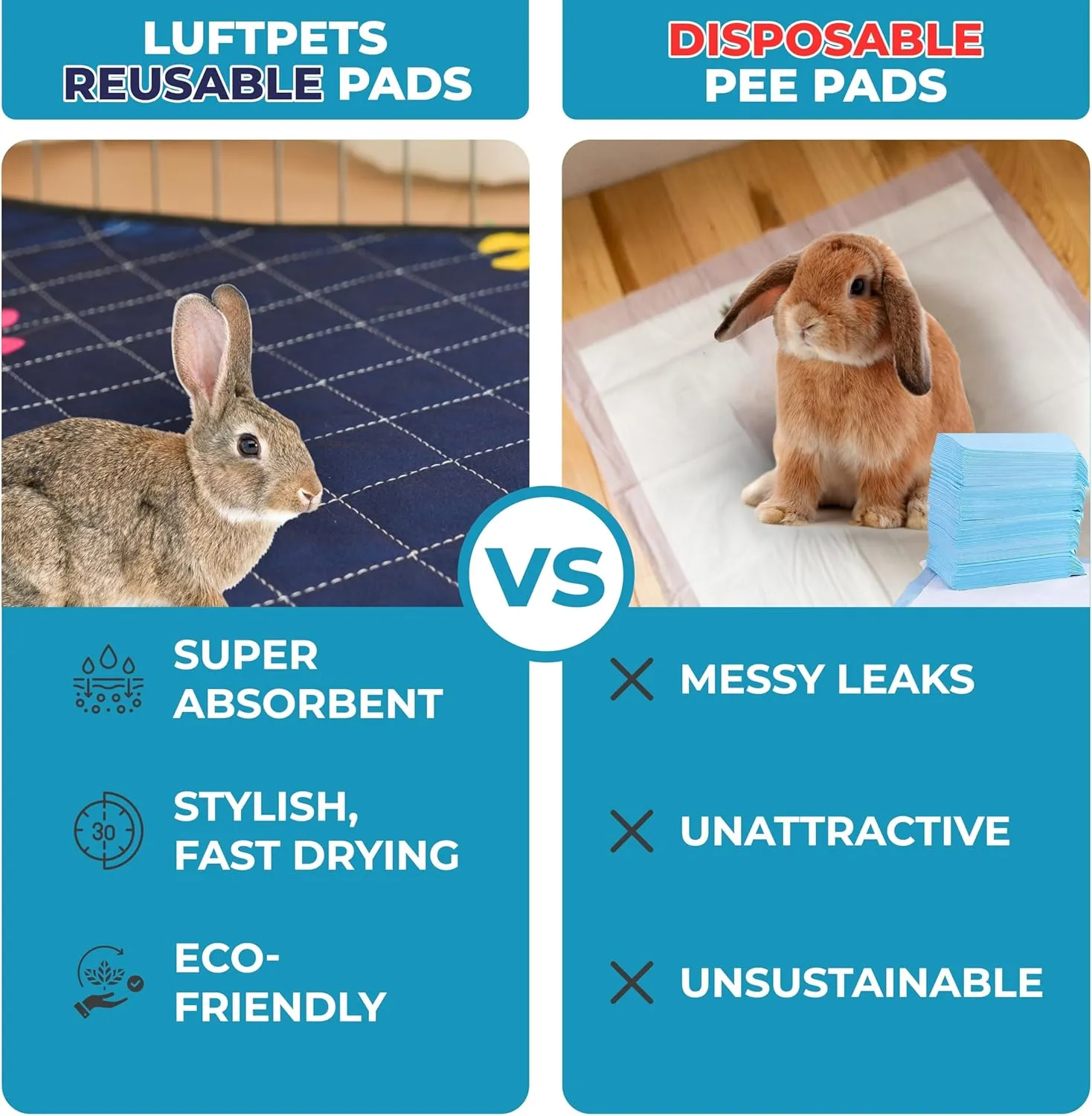 Washable Guinea Pig Cage Liner for Midwest, Fast-Drying, Leakproof & Absorbent Rabbit Bedding for Indoor, Non-Slip Mat for Under Dog Crate & Floor, Waterproof Puppy Pad & Blanket