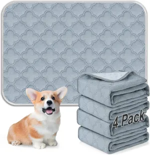 Washable Pee Pads for Dogs - 4 Pack Reusable Pee PadsWaterproof Puppy PadsPet Training PadsSuper Absorbent with Dog Paw Shape Non-Slip Backing (Light Grey, 18" X 24" - 4 Pack)