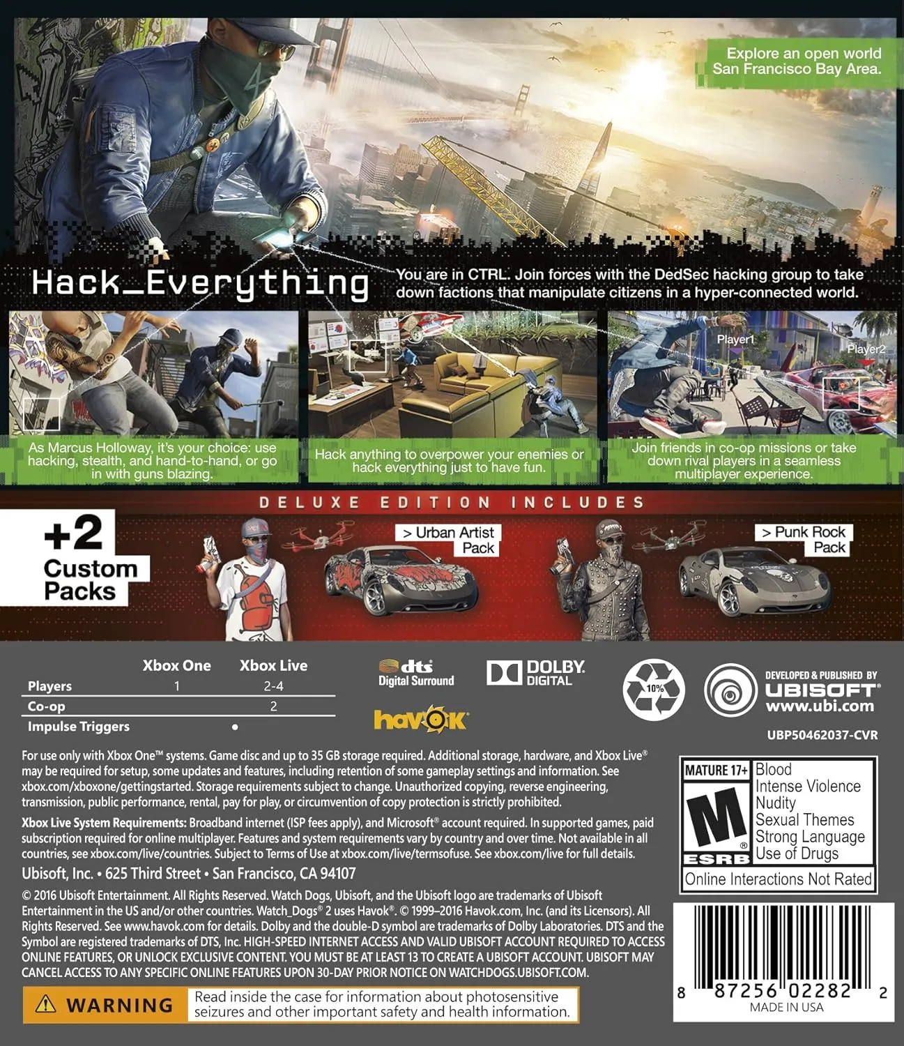 Watch Dogs 2: Deluxe Edition (Includes Extra Content) - Xbox One
