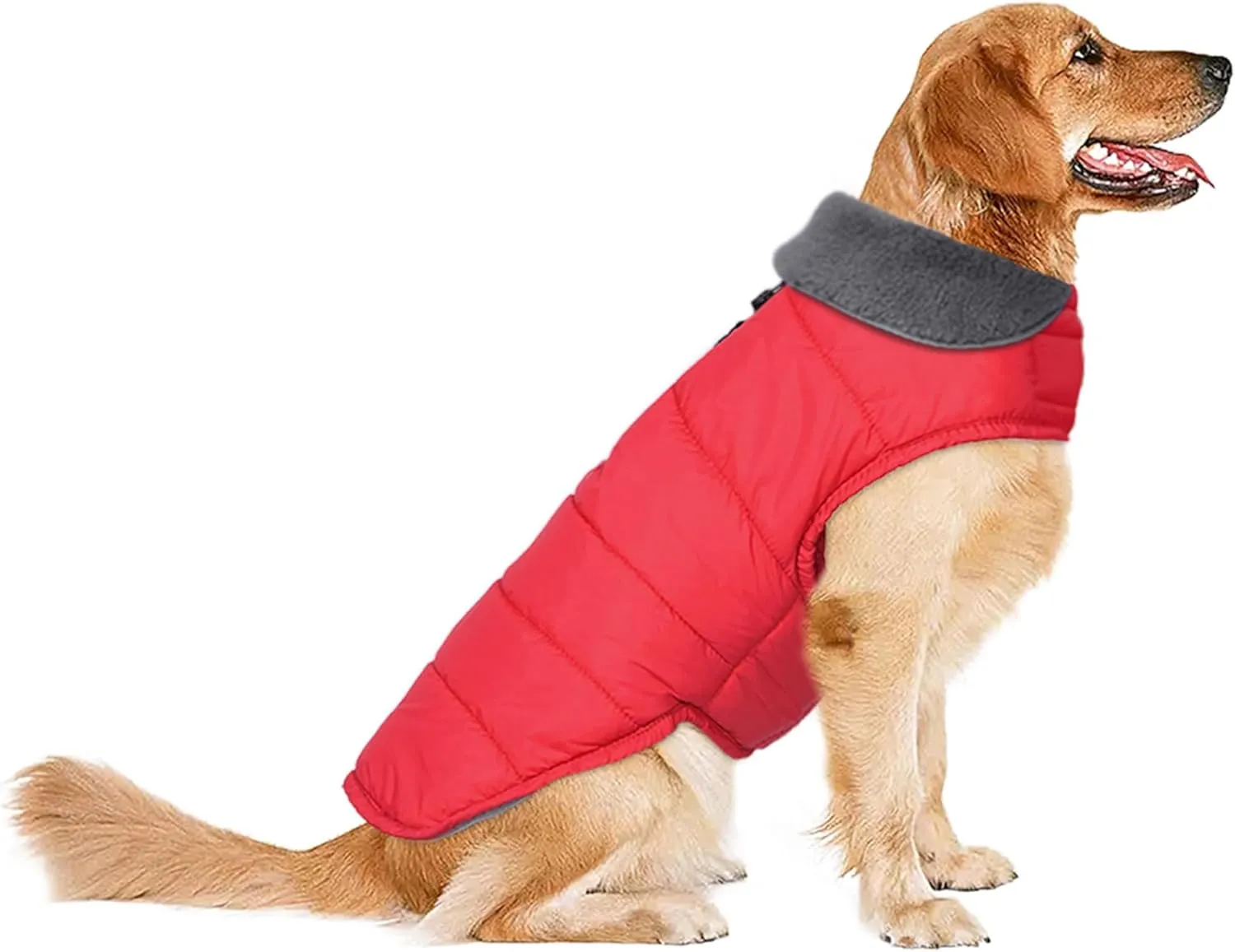 Winter Coat, Waterproof Dog Jacket with Leash Hole, Reflective Warm Snow Jacket Windproof Fleece Vest for Small to Large Dogs - Red, S