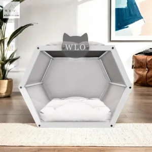 WLO® White Hexxon Modern Cat Bed