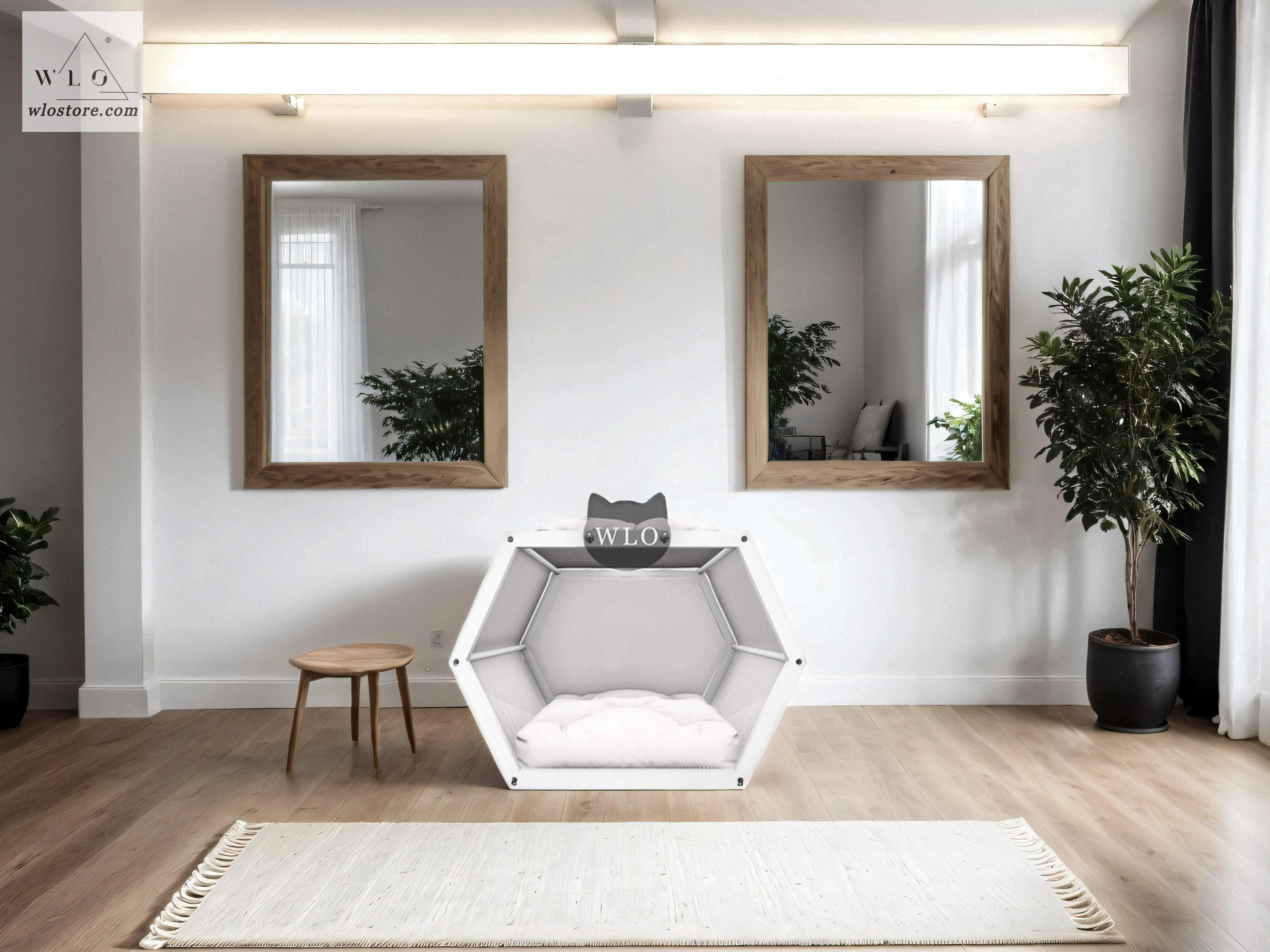 WLO® White Hexxon Modern Cat Bed