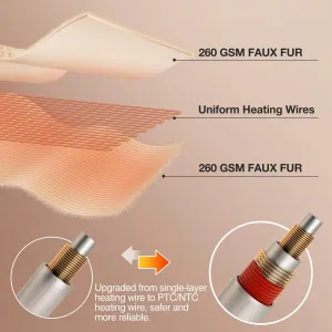 WOOMER Electric Heated Blanket - Full Size 84"x77" Warm Double Sided Luxurious Soft Faux Fur, ETL Certified, 10 Heating Levels 0.5-12H Auto Off Machine Washable Beige
