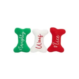 Zippy Paws Christmas Holiday Miniz 3-Pack - Naughty and Nice Bones
